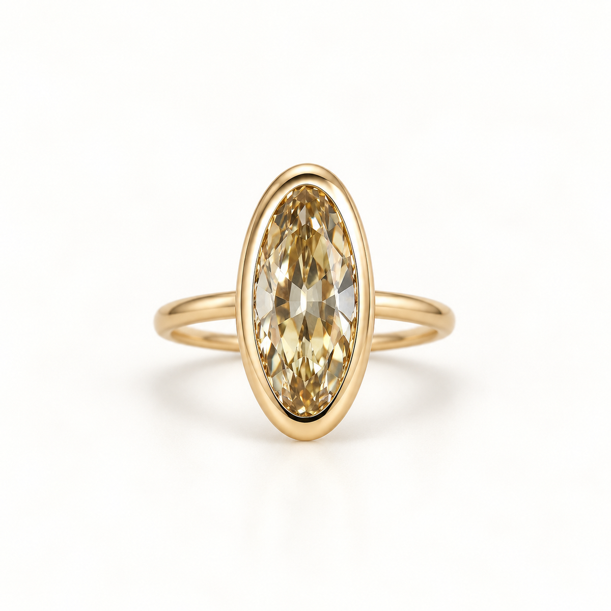 14K 2.54 CT Lab Grown Fancy Intense Yellow Diamond Ring