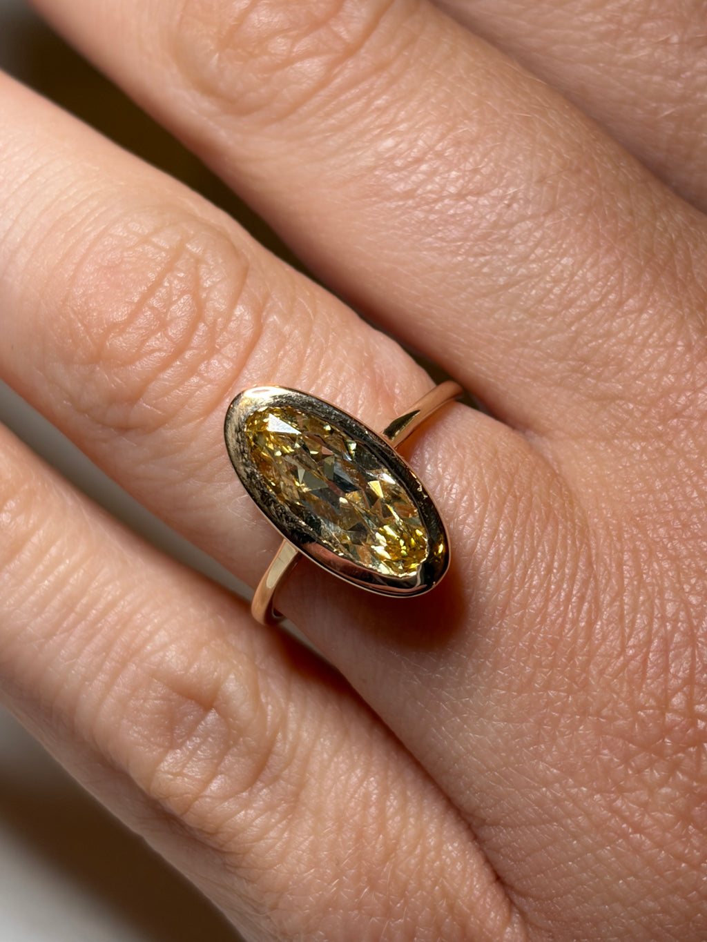 14K 2.54 CT Lab Grown Fancy Intense Yellow Diamond Ring
