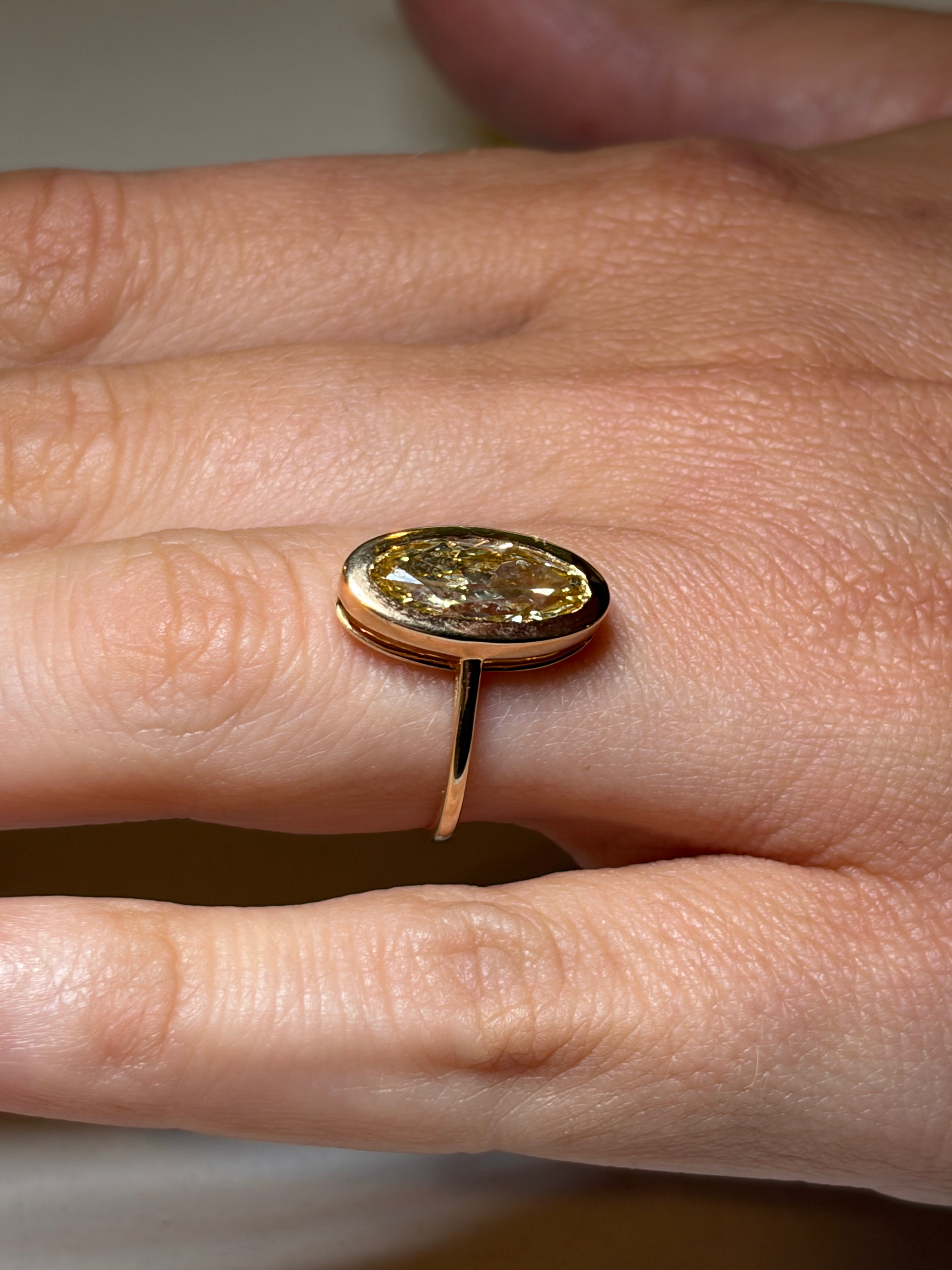 14K 2.54 CT Lab Grown Fancy Intense Yellow Diamond Ring