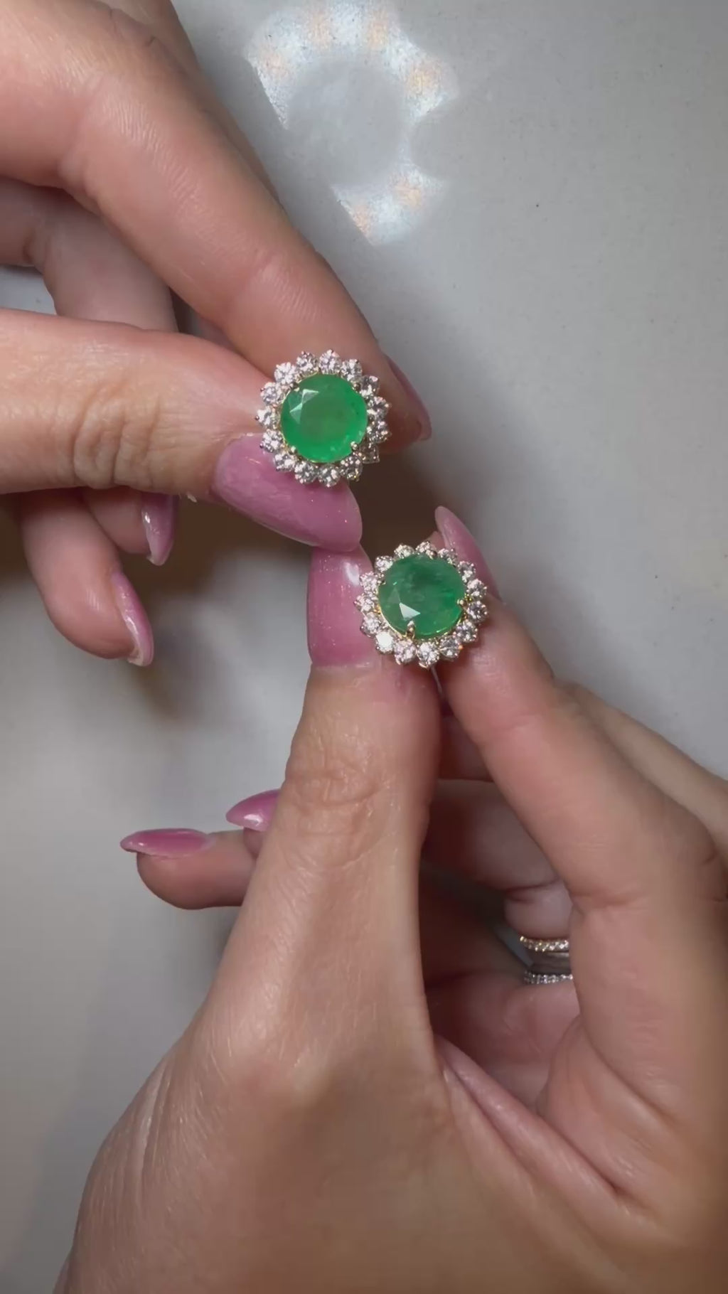 14K 6.01 CTW Emerald and 1.61 CTW Diamond Earrings